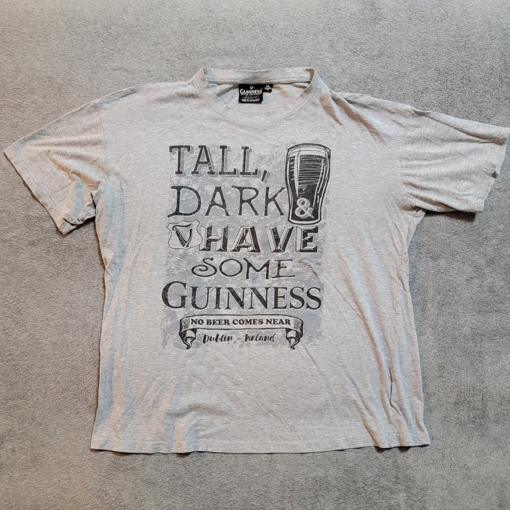 Guinness Grey Tall Dark and Have some Guinness XL Relaxed Fit T-Shirt Y2K